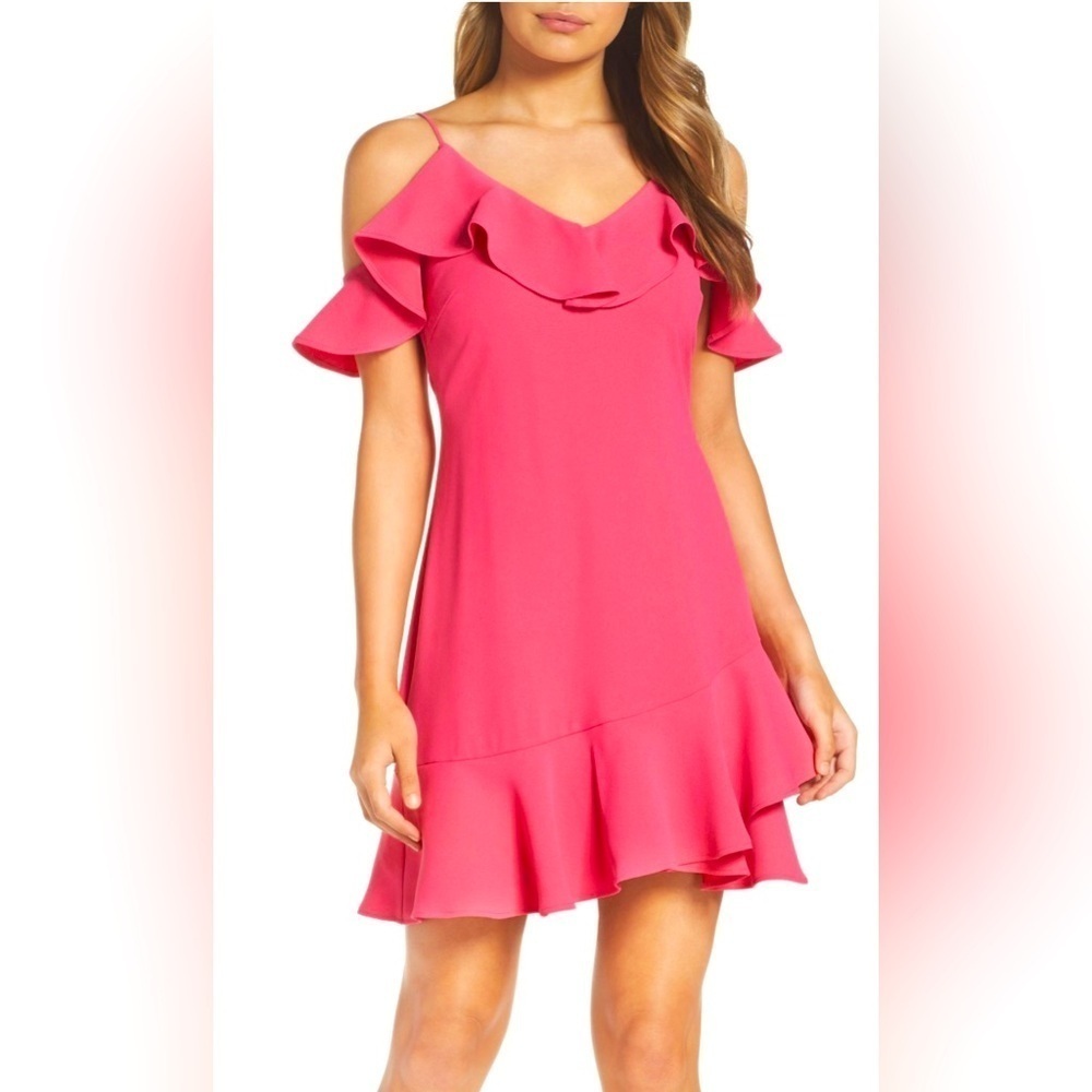 New Chelsea28 Nordstrom Fuchsia Ruffle Mini dress Party/Wedding Prom , size S